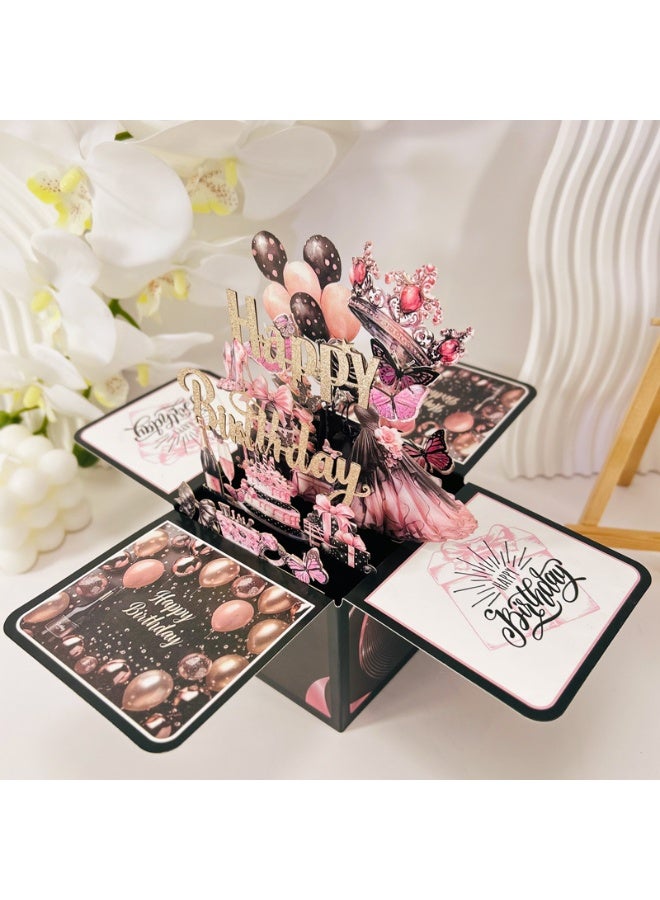 جاياتو بطاقة عيد ميلاد سعيد ثلاثية الأبعاد، صندوق مغلف هدايا احتفالي إبداعي مقطوع بالورق، بطاقات تهنئة لأعياد الميلاد الورقية مع بطاقة فارغة ومغلف، هدية عيد ميلاد فريدة للنساء والرجال والأطفال والزوج والزوجة - Image 1